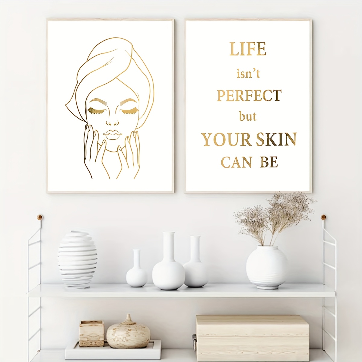 Skincare Quote - 2pcs Elegant Woman Face Design Posters