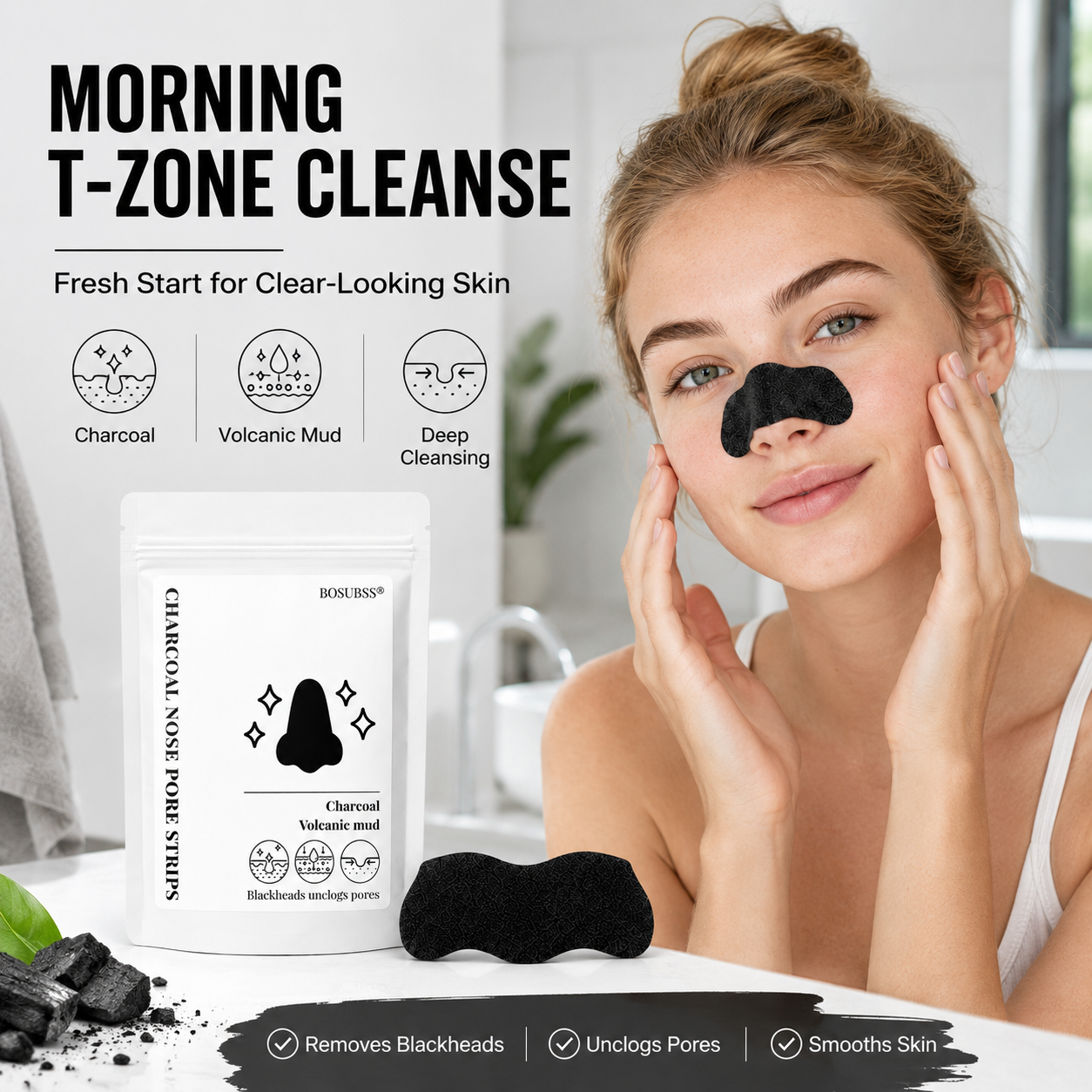 Tea Tree Charcoal Nose Strips  - Charcoal Pore Strip ulasan dan harga