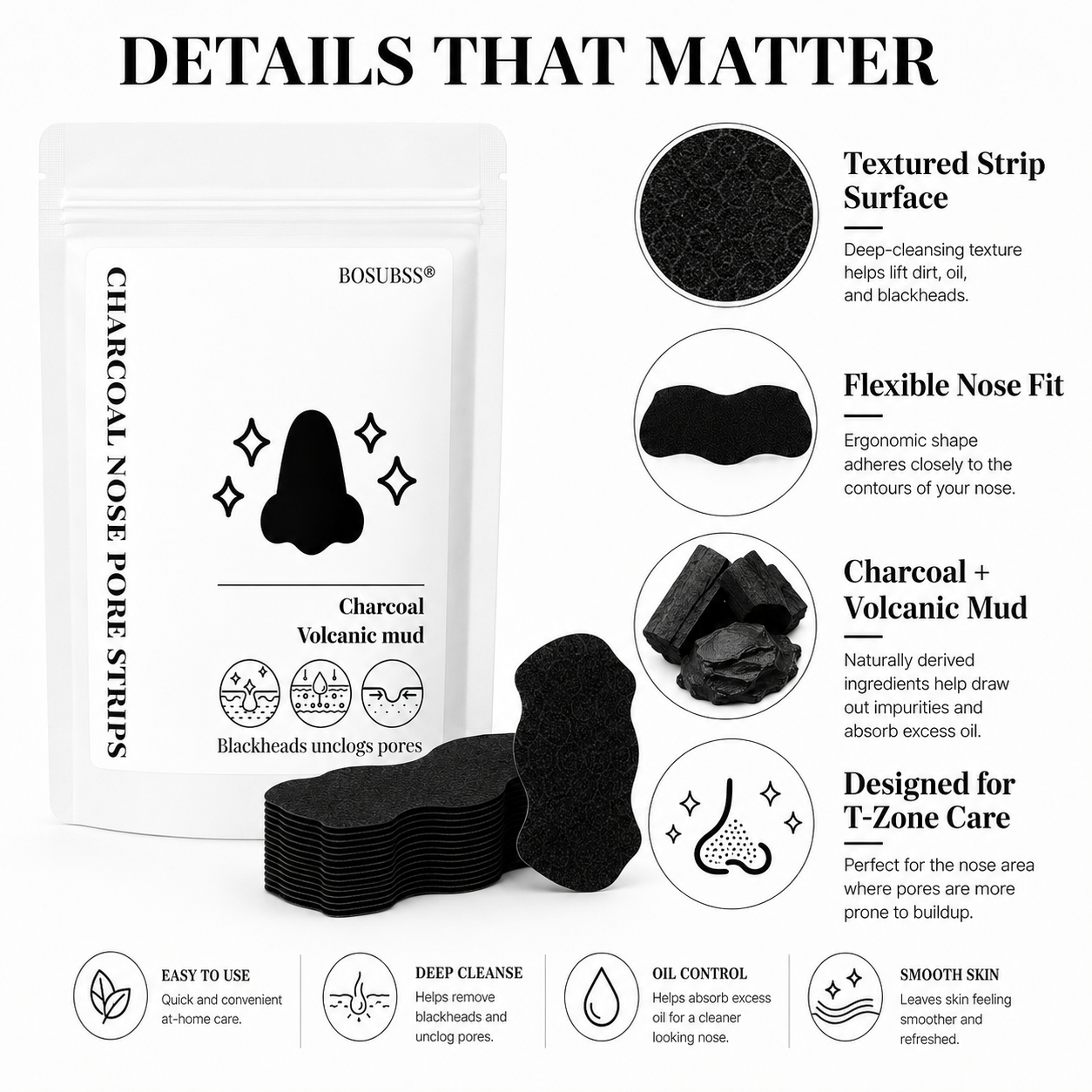 Tea Tree Charcoal Nose Strips  - Charcoal Pore Strip ulasan dan harga