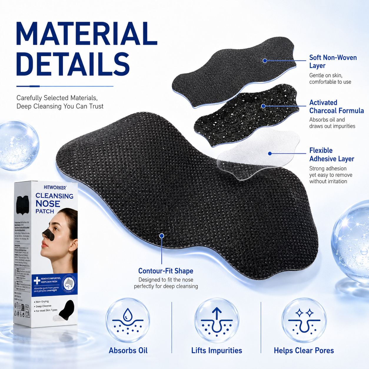 HITWORKER Blackhead Remover No - Charcoal Pore Strip ulasan dan harga