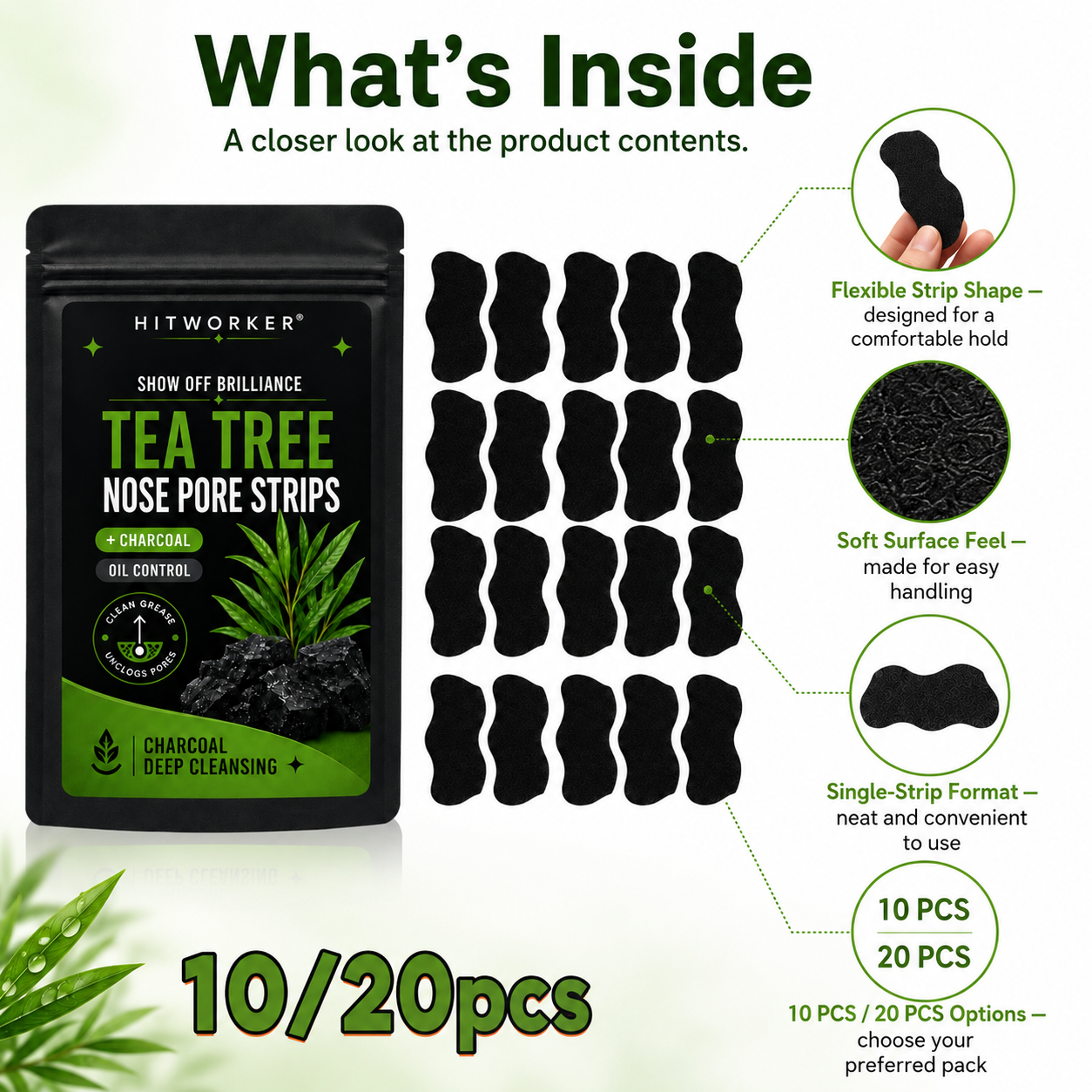 10/20Pcs Black Blackhead Remov - Charcoal Pore Strip ulasan dan harga